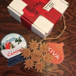 Kiva holiday ornament bundle wooden, stickers boxed 420 brand